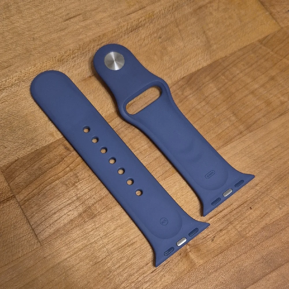 Genuine Apple Watch Silicone Sports Band Blue & Black 44mm S/m X 2